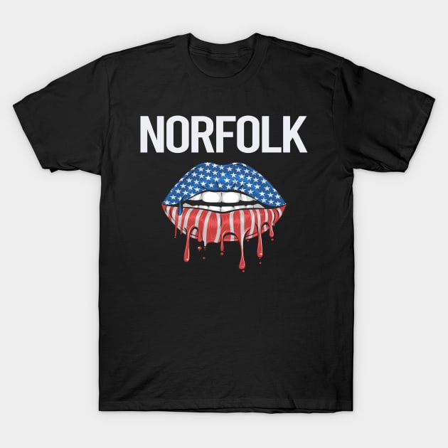 USA Flag Lips Norfolk T-Shirt by rosenbaumquinton52